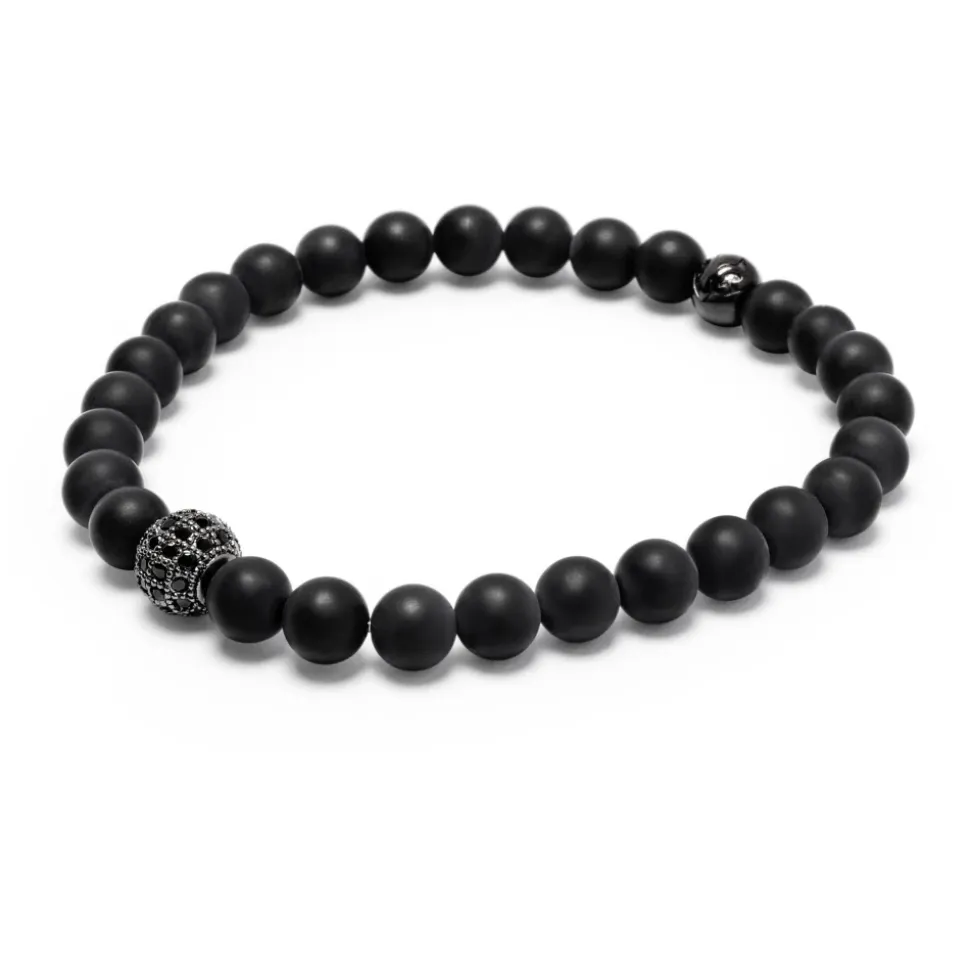 Men's Wristband with Matte Onyx and Black CZ Diamond