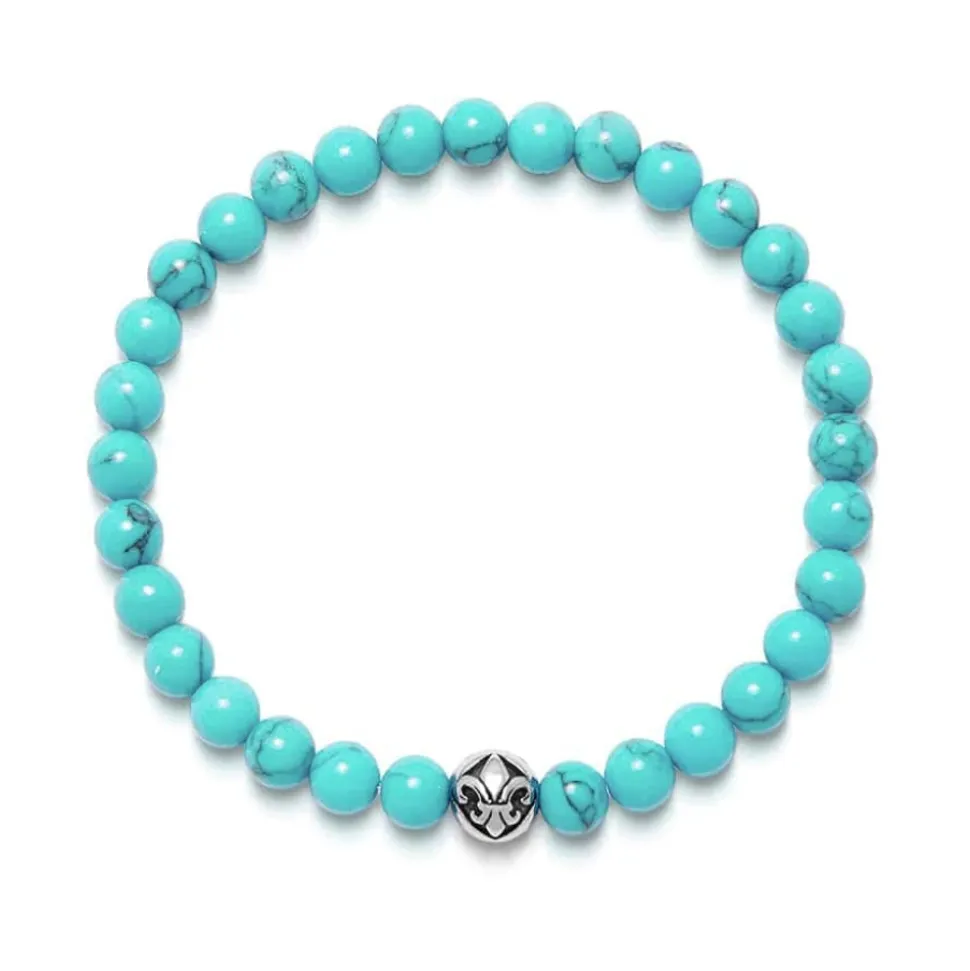 Men's Wristband with Turquoise and Silver