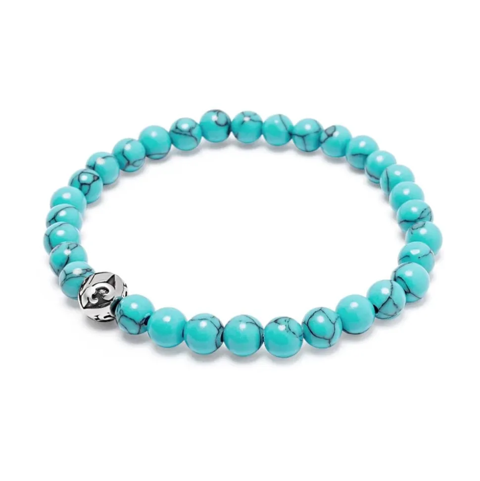 Men's Wristband with Turquoise and Silver