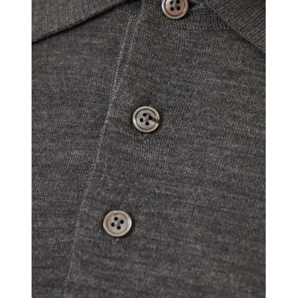 Merino Woll Polo Shirt mit Knöpfen