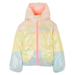 Metallic Steppdaunenjacke mit Kapuze