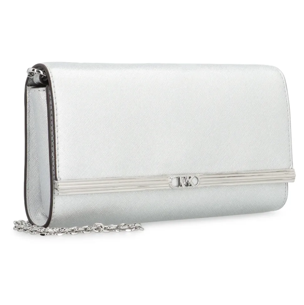 Metallische Leder Clutch mit Kettenriemen