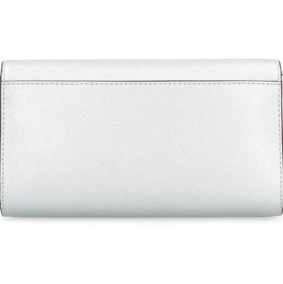 Metallische Leder Clutch mit Kettenriemen