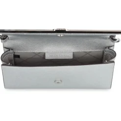 Metallische Leder Clutch mit Kettenriemen