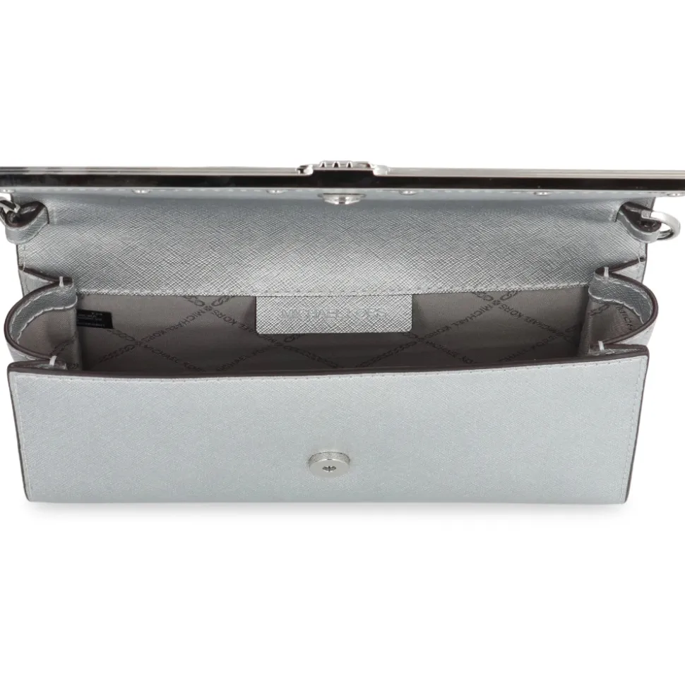 Metallische Leder Clutch mit Kettenriemen