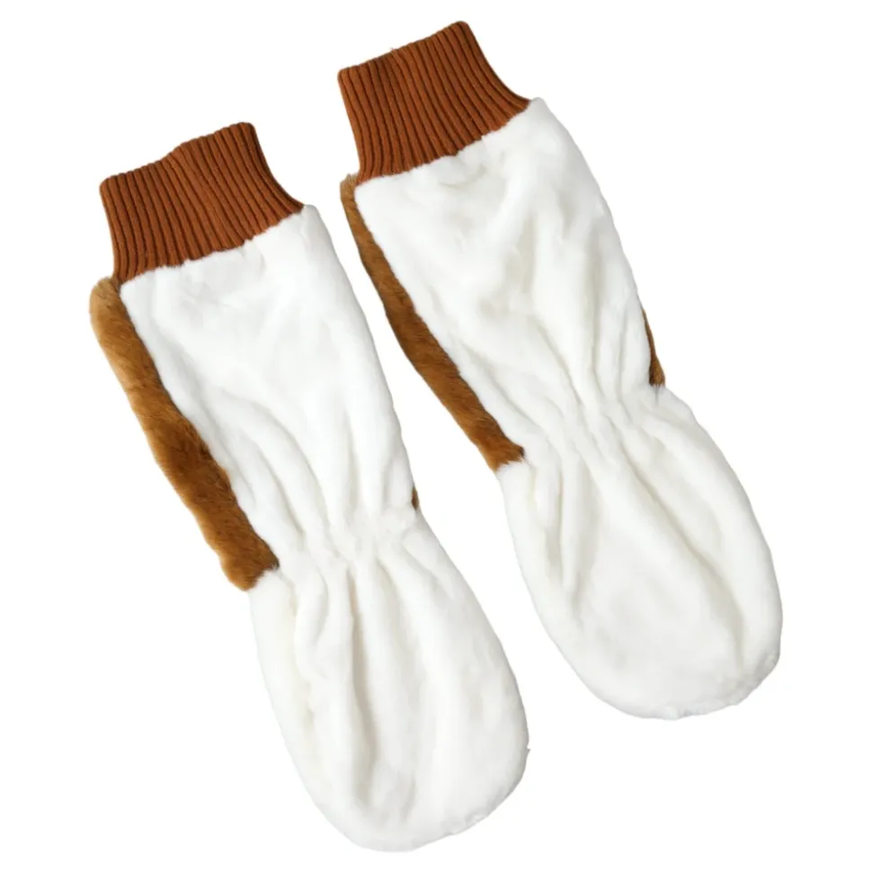 Mid Arm Length Knitted Fur Gloves