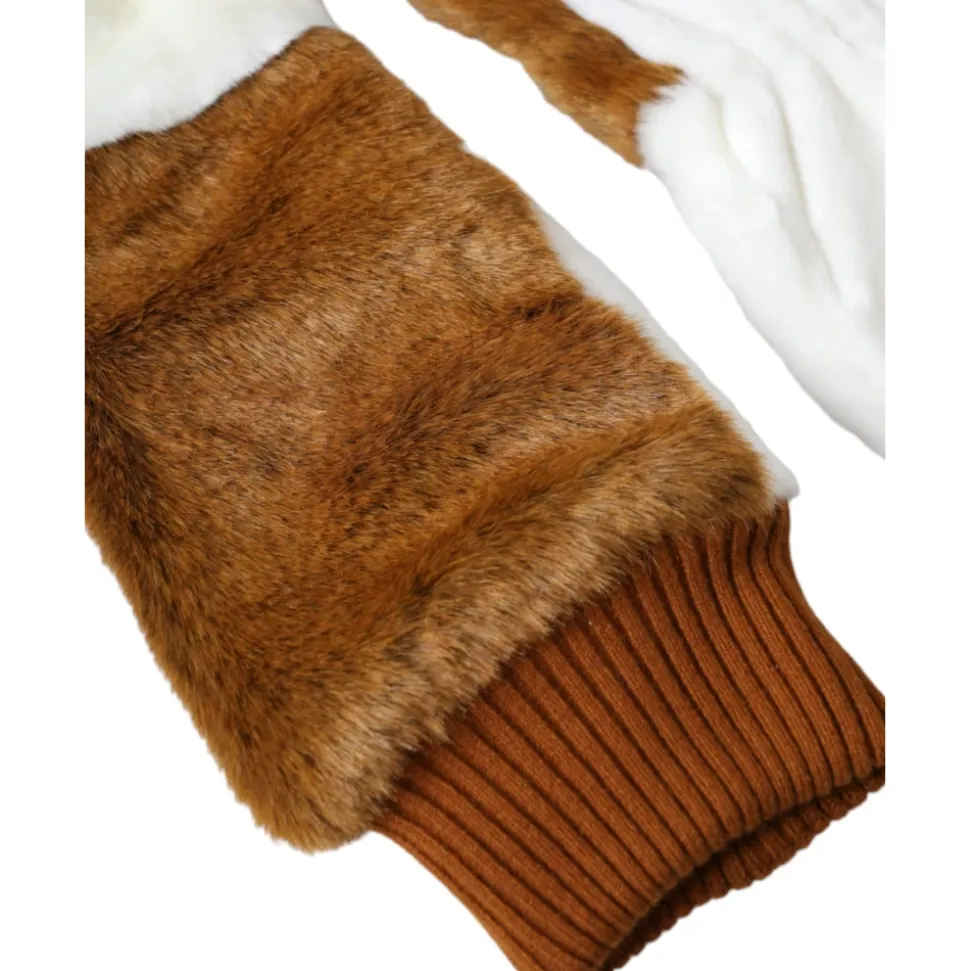 Mid Arm Length Knitted Fur Gloves