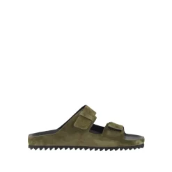 Militärgrüne Wildleder Pantoletten