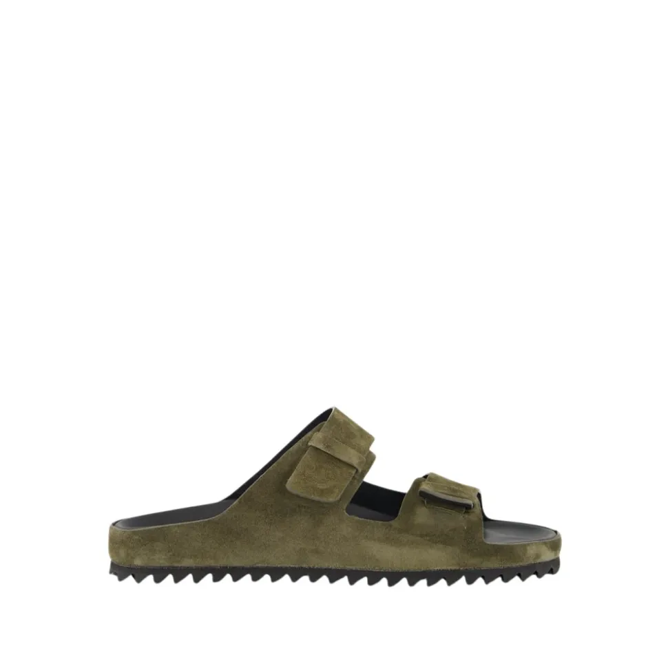 Militärgrüne Wildleder Pantoletten