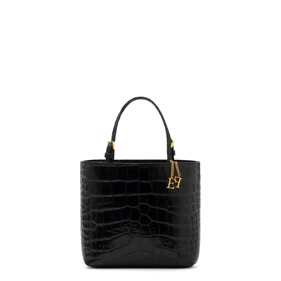 Mini Leder-Tragetasche mit Logo-Anhängern