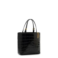 Mini Leder-Tragetasche mit Logo-Anhängern