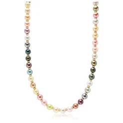 8mm Pastel Pearl Necklace with Gold