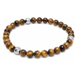 6mm Tiger Eye Bracelet with Silver Balls