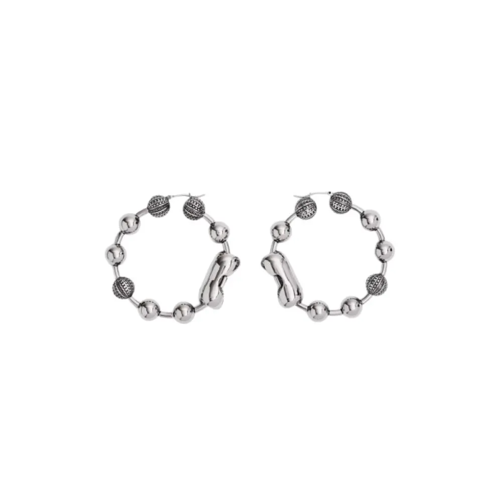 Monogram Ball Chain Hoop Earrings