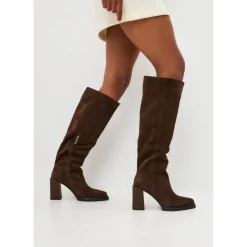 Mutige Blockabsatz Kniehohe Stiefel Nala - Braun