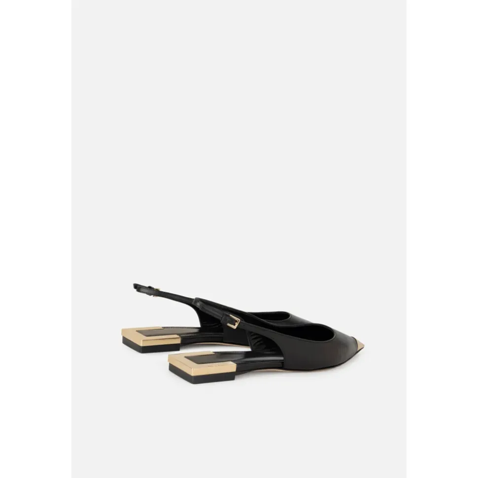 Nappa Leder Flat Slingback