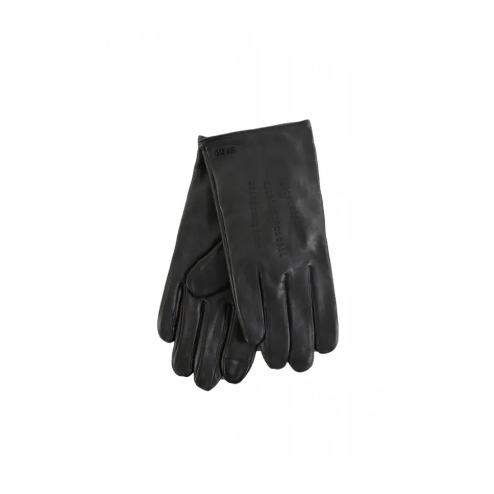 Nappa-Lederhandschuhe mit Logo-Schriftzug aus Metall