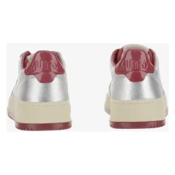 Niedrige Leder Sneakers Unisex Silber Rot