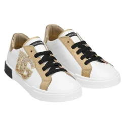 Niedriger Weiß/Gold Sneaker