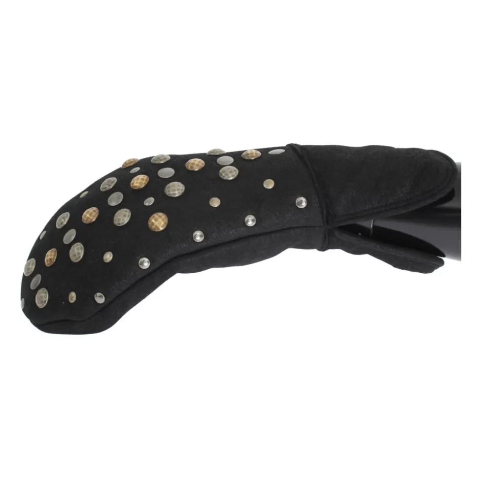 Nieten Shearling Handschuhe - Schwarz