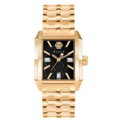 Offshore Square Goldene Uhr Schwarzes Zifferblatt