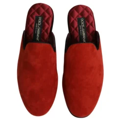 Orange Wildleder Slides Flache Schuhe