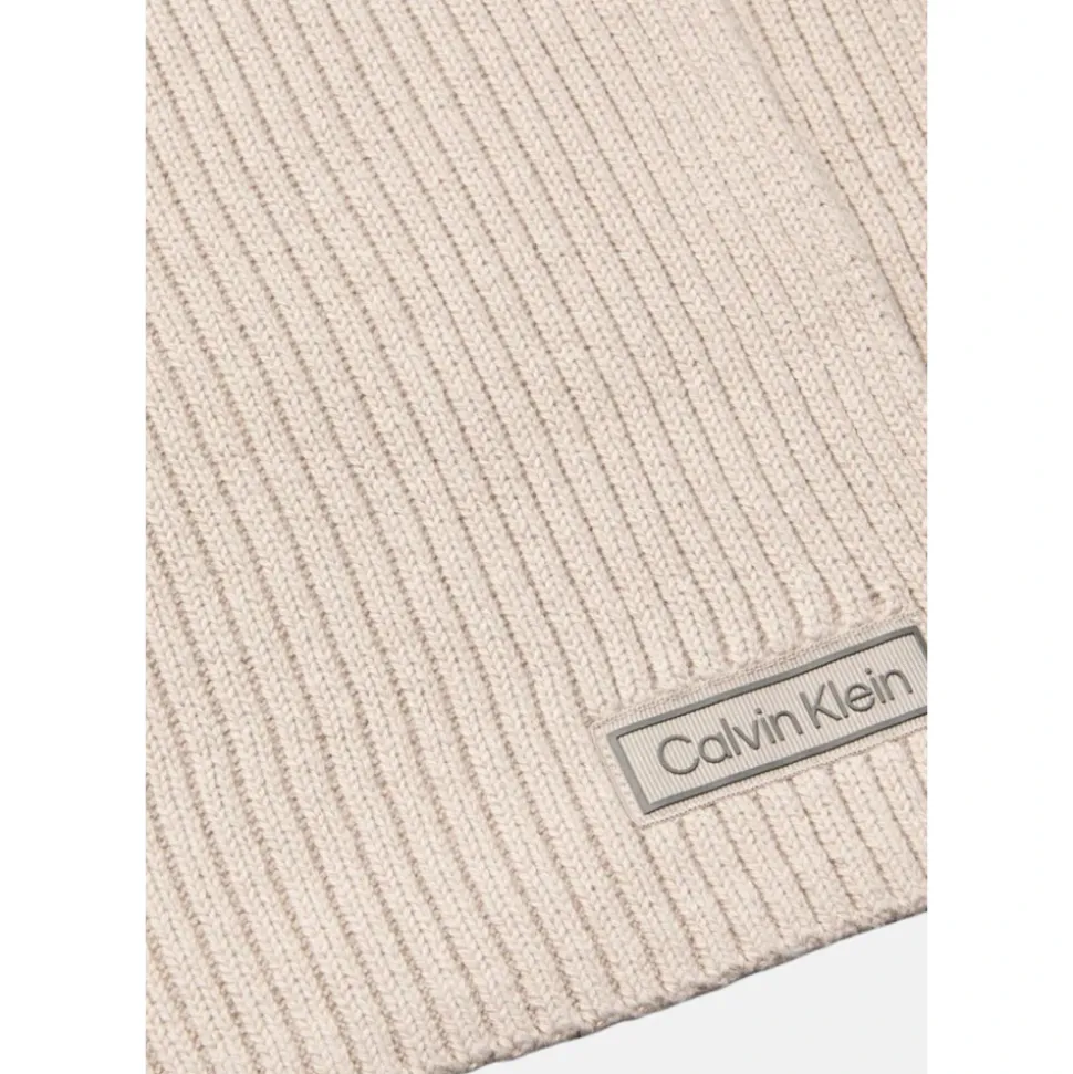Patch Chunky Rib Cotton Scarf