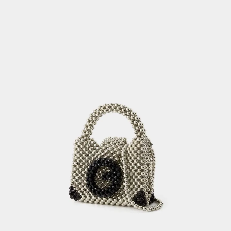 Perlen Schultertasche - Silber