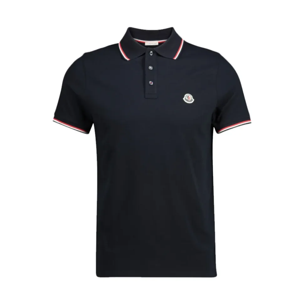 Piquet-Poloshirt mit dreifarbigem Besatz