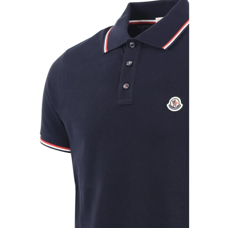 Piquet-Poloshirt mit dreifarbigem Besatz
