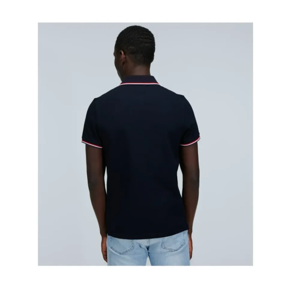 Piquet-Poloshirt mit dreifarbigem Besatz