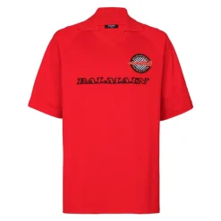 Piqué-Poloshirt aus Baumwolle mit Racing-Stickerei