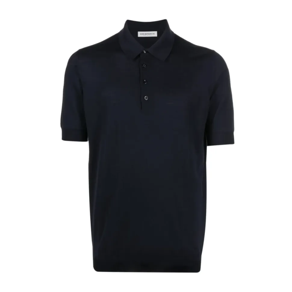 Polo Pullover aus Mitternachtsblauer Merinowolle