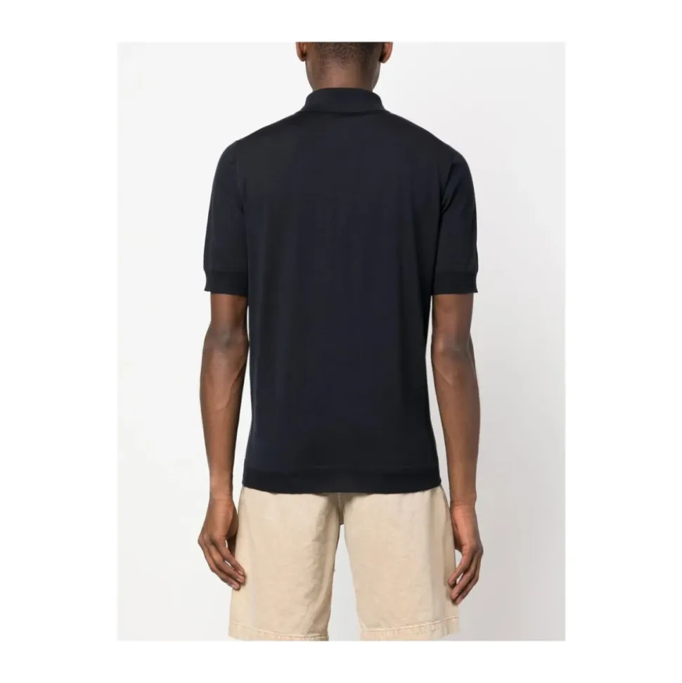 Polo Pullover aus Mitternachtsblauer Merinowolle