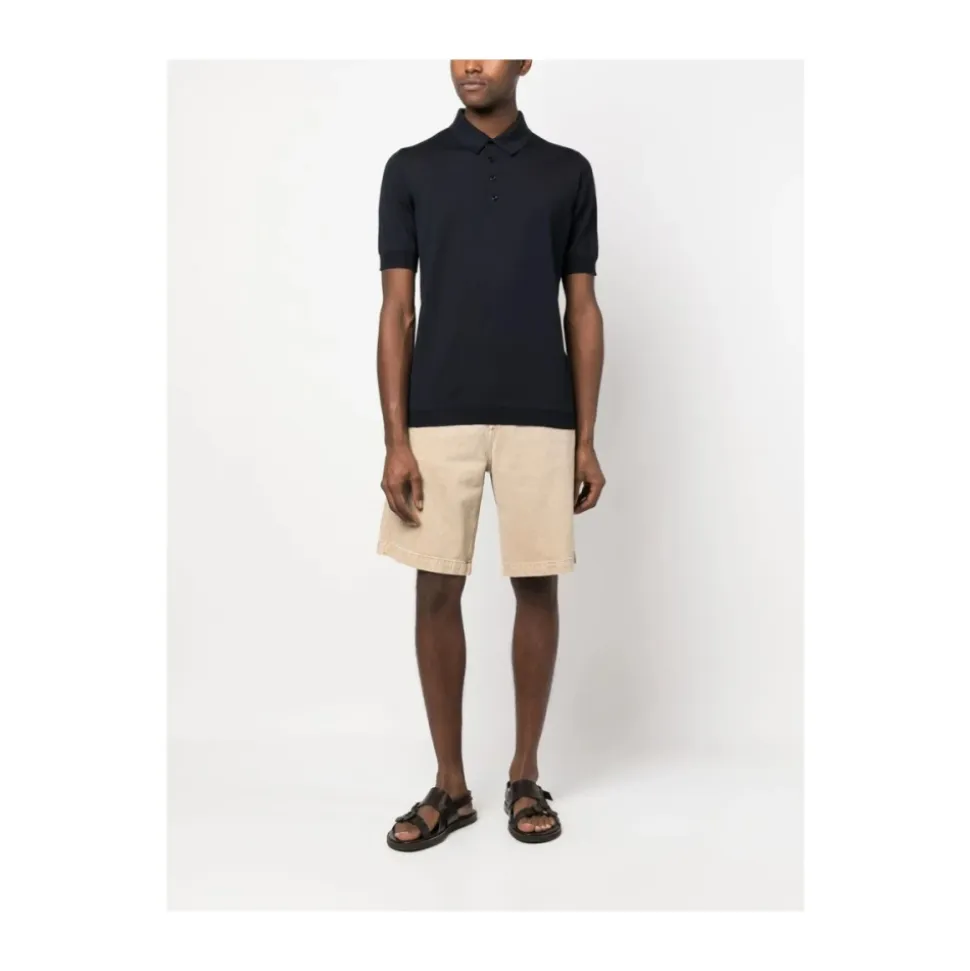 Polo Pullover aus Mitternachtsblauer Merinowolle