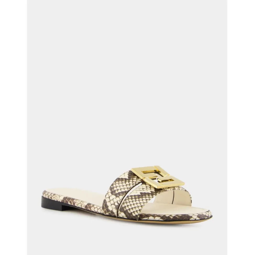 Pythonleder Flache Sandalen