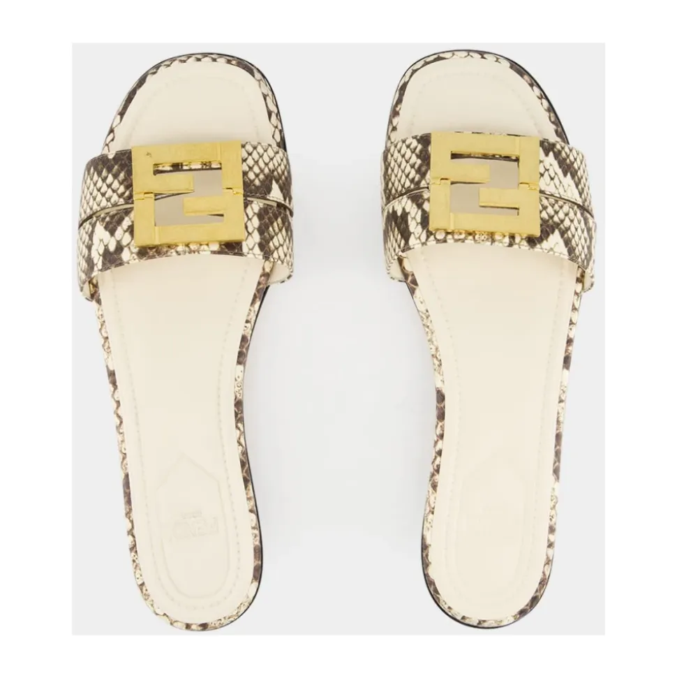 Pythonleder Flache Sandalen