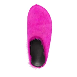 Rosa flache Schuhe mit Fur Fussbett Sabot