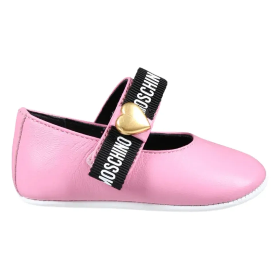 Rosa Lederballerinas mit Schleife