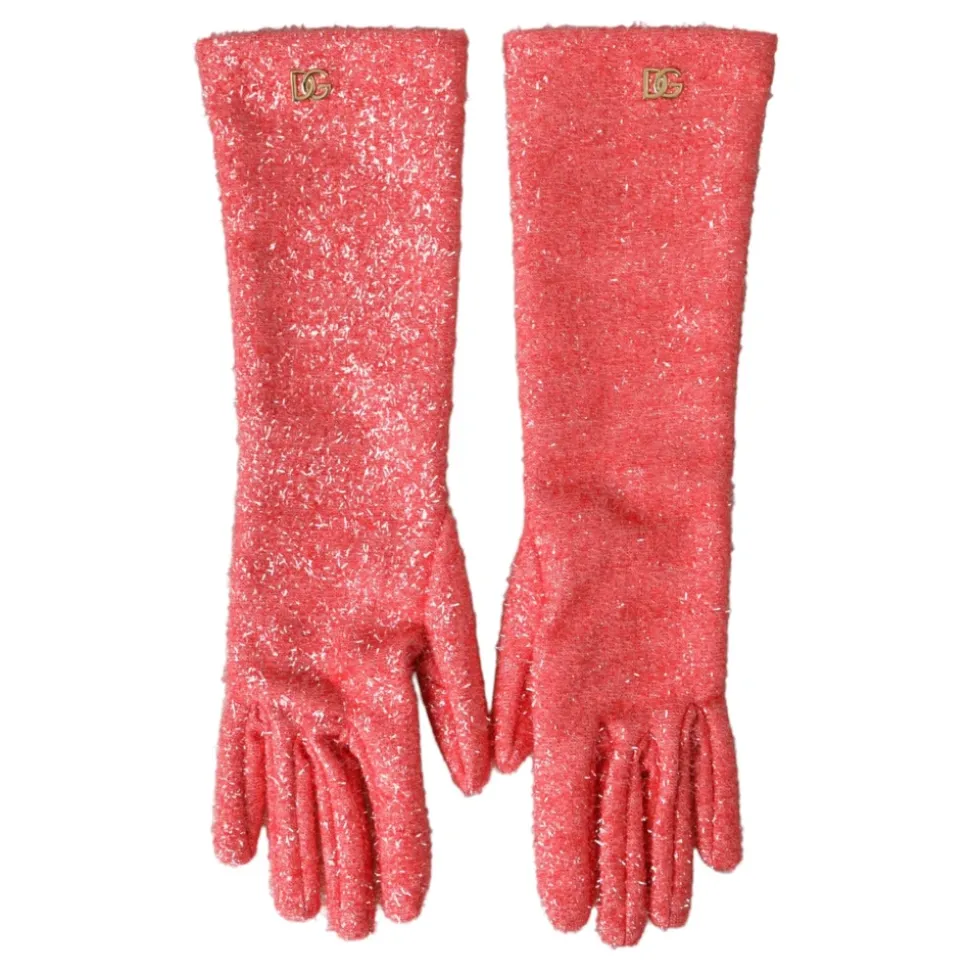 Rosa Lurex Arm Länge Handschuhe