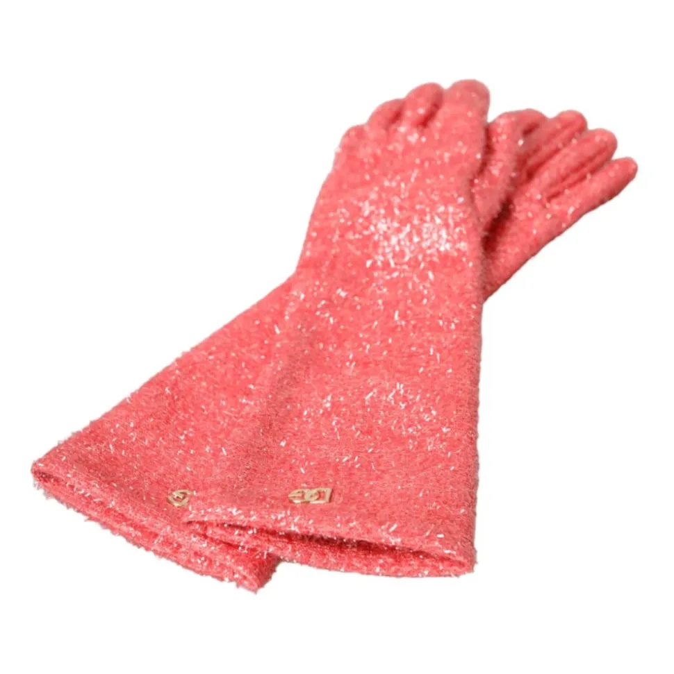 Rosa Lurex Arm Länge Handschuhe