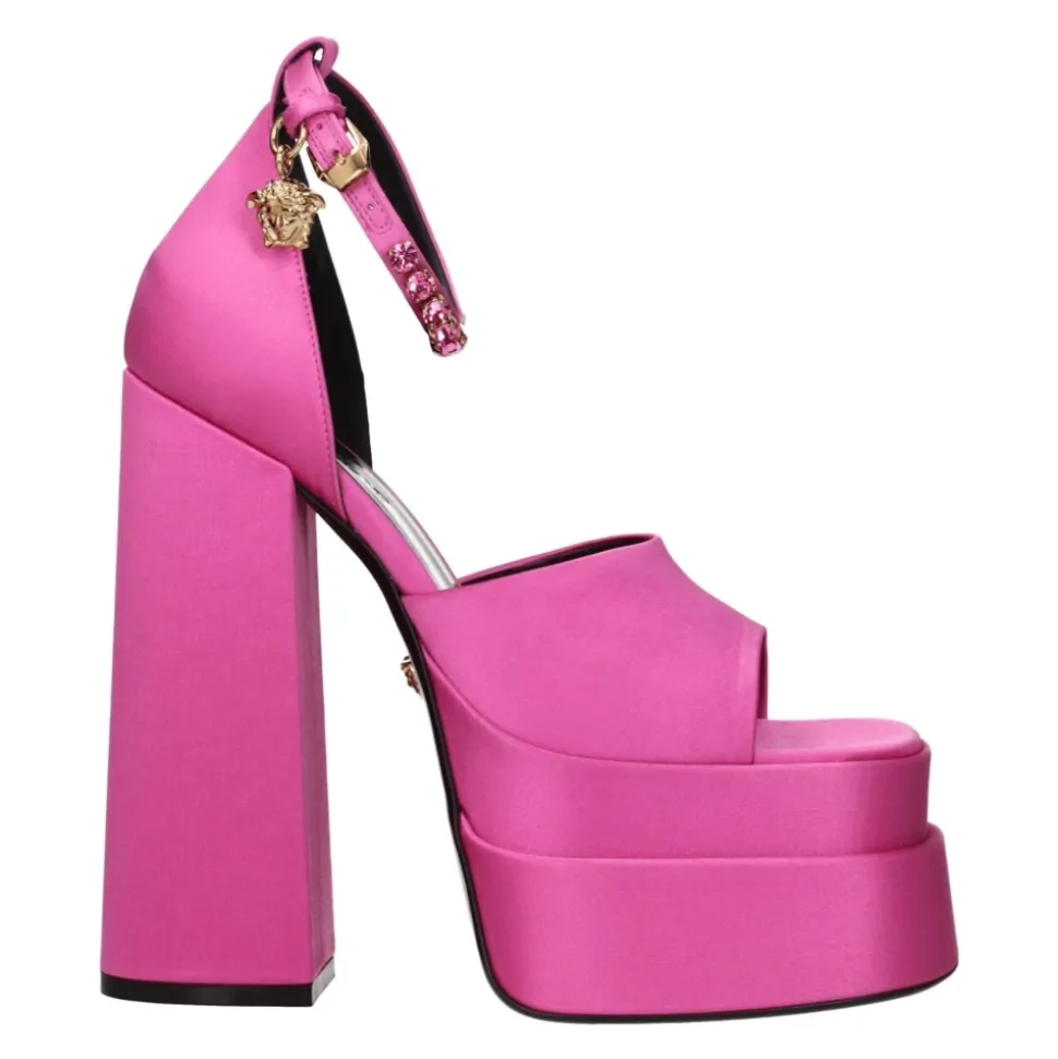 Rosa Satin Strass Sandalen
