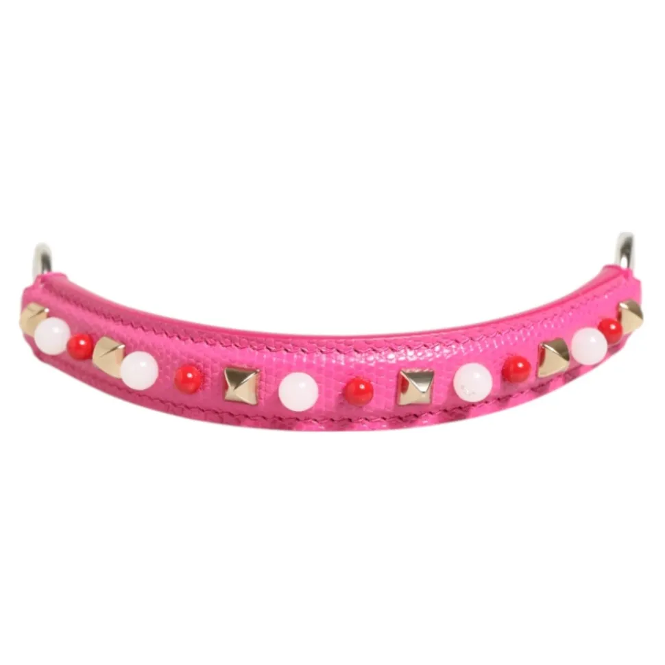 Rosa Verzierte Lederhandtasche Griff
