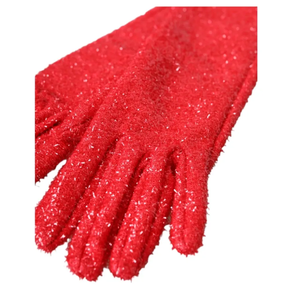 Rote Lurex Arm Länge Mode Handschuhe