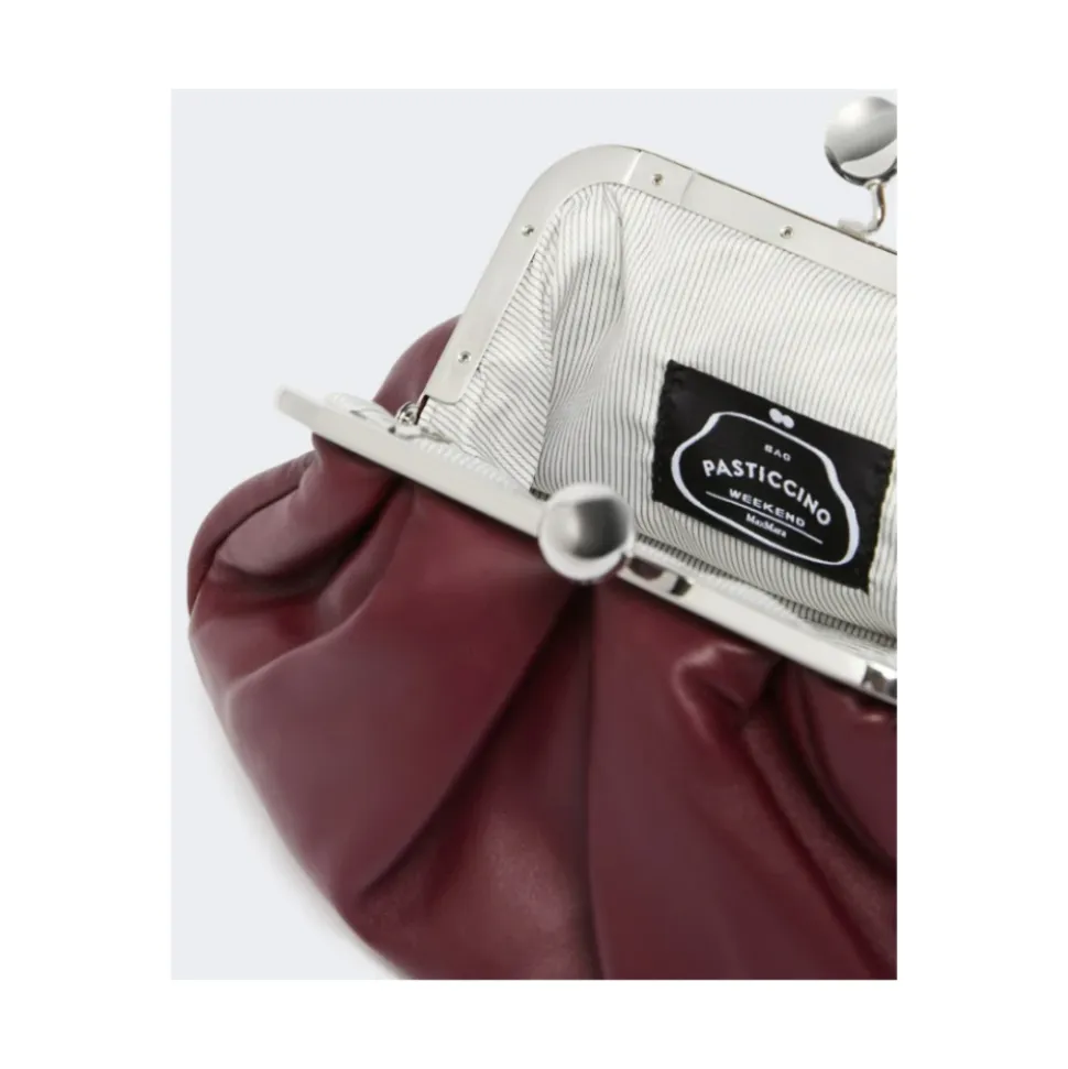 Rote Nappaleder Schultertasche mit Kette