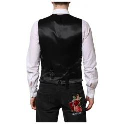 Rotes Blumen Brokat Formales Herrenweste