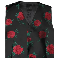 Rotes Blumen Brokat Formales Herrenweste