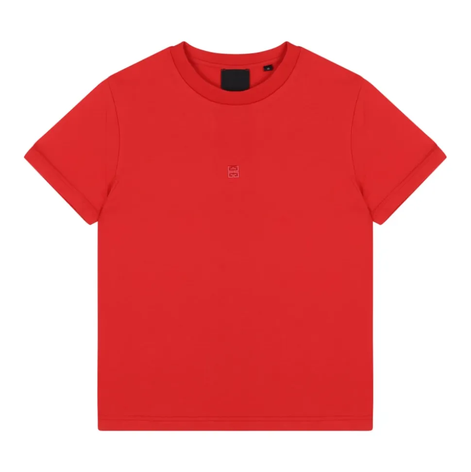 Rotes Monogramm-Print T-Shirt