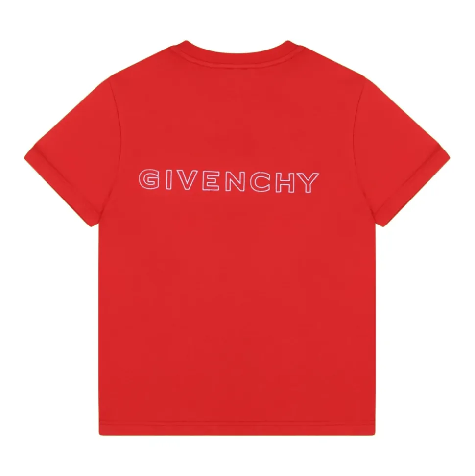 Rotes Monogramm-Print T-Shirt