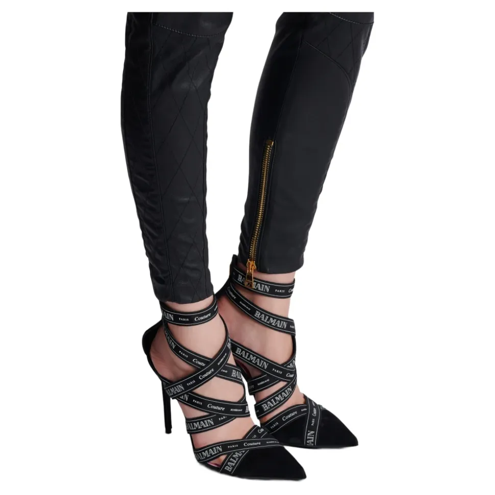 Sandalen Couture aus Wildleder mit Band-Muster